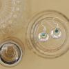 Round modern abalone mother-of-pearl and sterling silver earrings