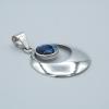 Large modern blue abalone mother-of-pearl and sterling silver pendant