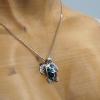 Magnificent sea turtle pendant in blue abalone mother-of-pearl and sterling silver