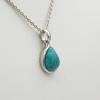 Turquoise pendant, rhodium-plated silver, pear drop