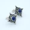 Ethnic lapis lazuli earrings in solid silver