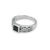 Celtic ring in solid silver Black zirconium oxide and interlacing