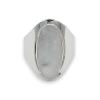 Large oval ring in solid silver and white mother-of-pearl