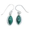 Dangling earrings in natural Malachite and solid silver