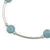 Solid silver Larimar blue pearl semi-rigid bracelet