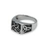 Solid silver Celtic triskel and triquetra signet ring