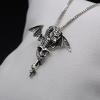 Winged dragon and sword pendant in solid silver