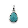 Turquoise pendant, rhodium-plated silver, pear drop