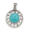 Round turquoise sun pendant in solid silver