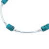 Semi-rigid sterling silver bracelet with genuine turquoise pearls