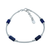 Semi-rigid bracelet solid silver cylinder beads genuine lapis lazuli stone