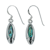 Modern dangling earrings in sterling silver and abalone mother-of-pearl