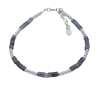 Semi-rigid bracelet with amethyst and 925 sterling silver beads