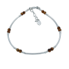 Genuine tiger eye round beads semi-rigid bracelet