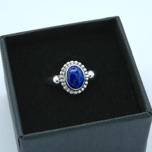 Lapis lazuli solid silver ethnic oval ring