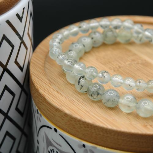 Elastic bracelet in natural Prehnite stone