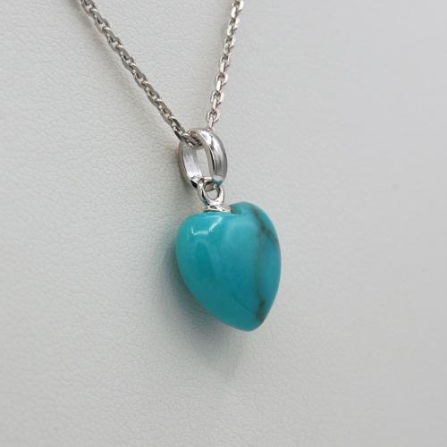 Turquoise heart pendant in rhodium-plated silver