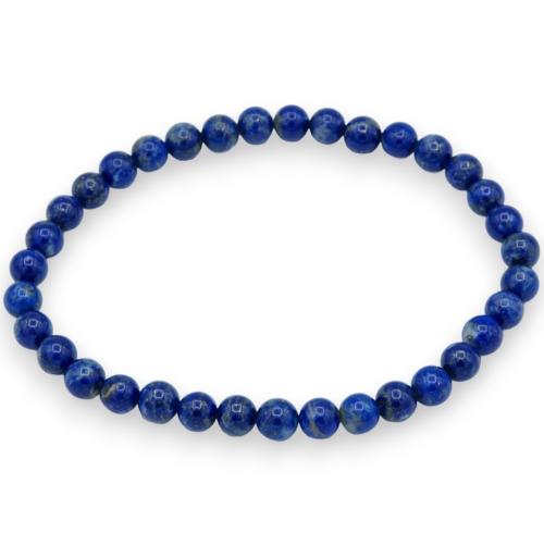 Elastic bracelet natural stone beads lapis lazuli 6mm