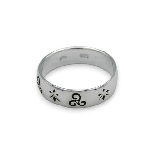 Triskel and ermine solid silver wedding ring