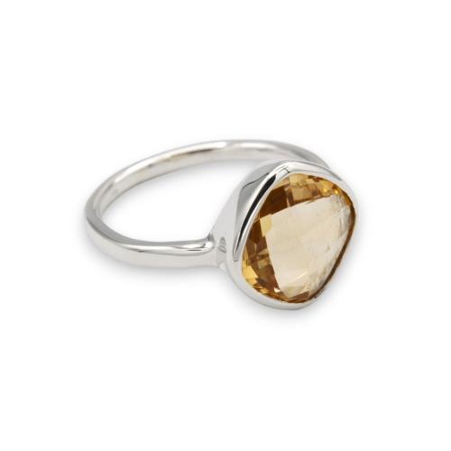 Faceted citrine ring in solid silver