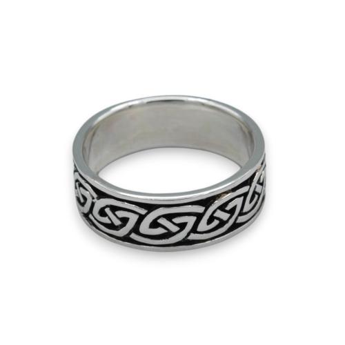 Wide Celtic interlacing ring/alliance in solid silver
