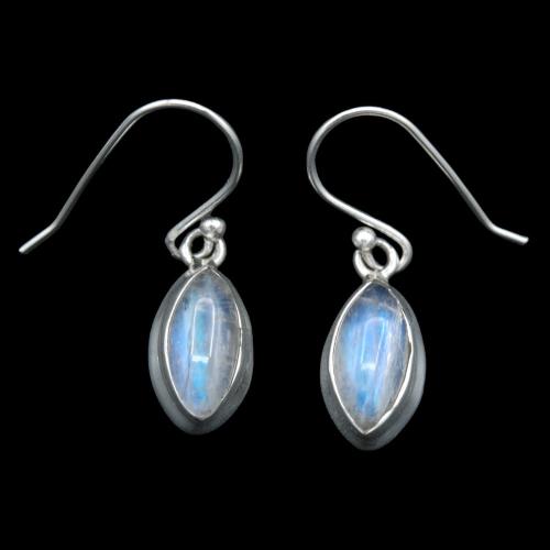 Natural shuttle moonstone and solid 925 silver earrings
