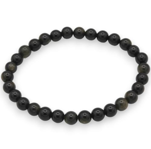 Elastic bracelet black obsidian natural stone beads