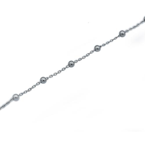 Anklet chain in rhodium-plated 925 sterling silver with forçat link and pearls