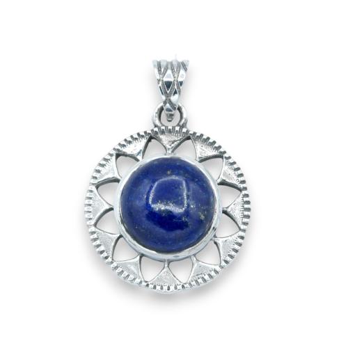 Lapis Lazuli sun pendant in solid silver