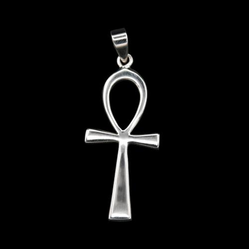 Solid silver cross of life pendant