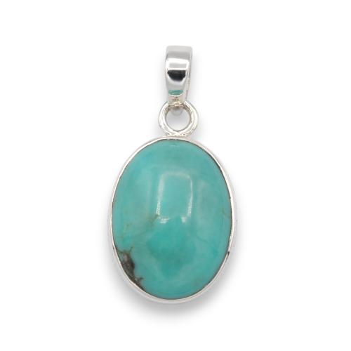Pendant with oval turquoise stone in solid silver