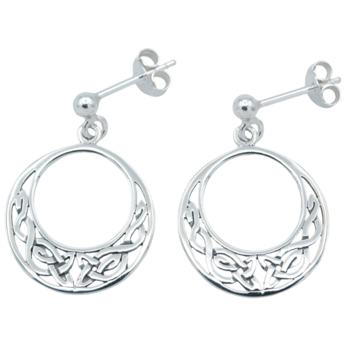 Round earrings in sterling silver 925/1000th Celtic knot interlacing