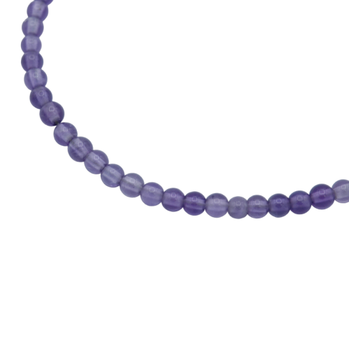 Semi-rigid bracelet Amethyst round beads and sterling silver 925