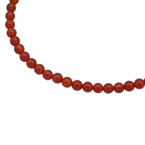 Semi-rigid bracelet carnelian round beads natural stone and silver 925
