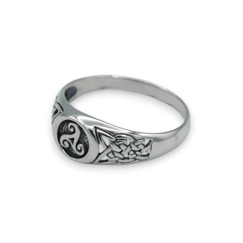 Triskel signet ring and openwork interlacing Solid silver 925