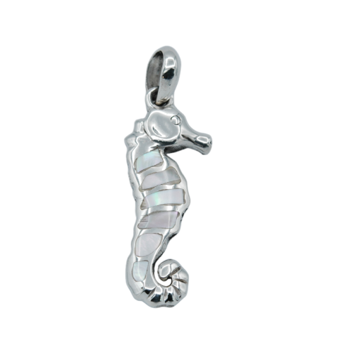 Seahorse pendant sterling silver and white mother-of-pearl