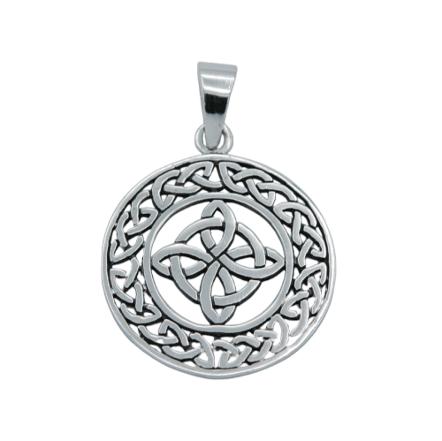 Sterling silver Bowen or witch's knot and Celtic interlacing pendant