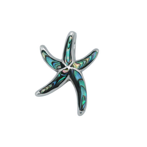 Starfish pendant in sterling silver 925 mother-of-pearl blue abalone