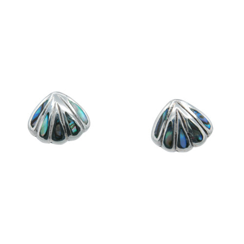 Sterling silver and mother-of-pearl abalone scallop earrings or studs