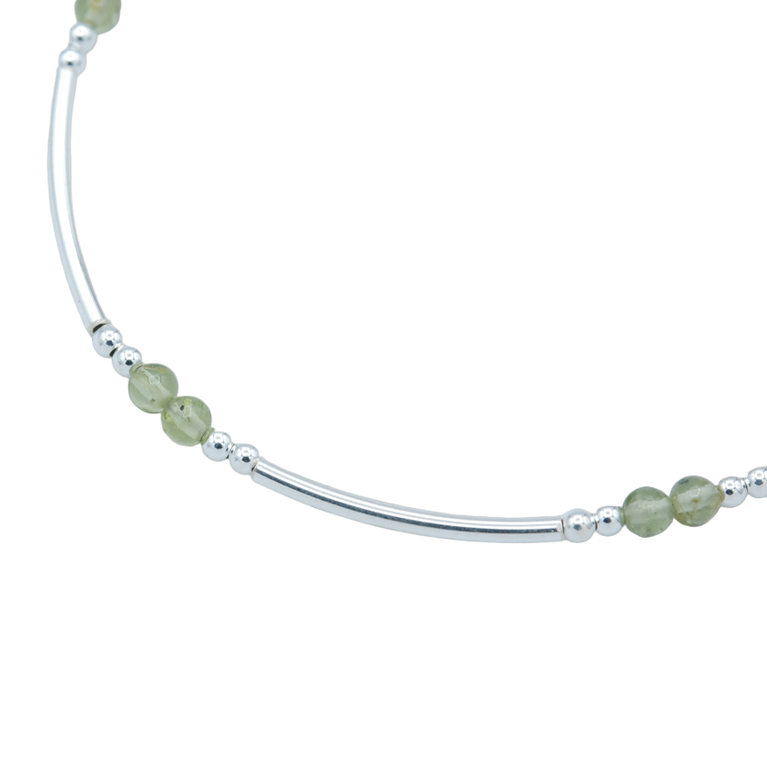 Semi-rigid bracelet Peridot 2 pearls