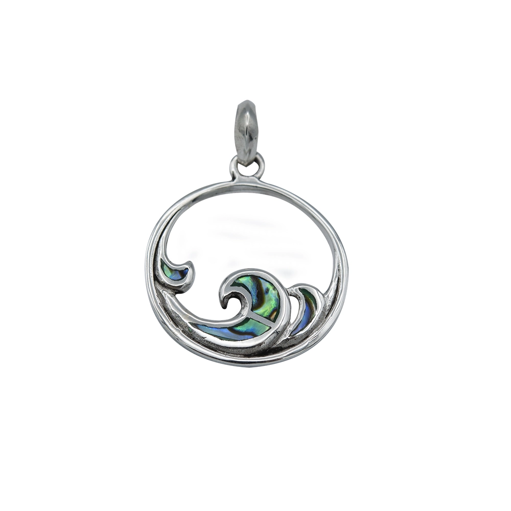 Mother-of-pearl abalone wave pendant