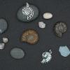 Pendentif nautile ajouré nacre abalone et argent massif avec fossile amonite