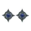 Puces d'oreilles lapis lazuli ethnique argent massif