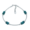 Bracelet semi-rigide argent massif perles turquoise véritable