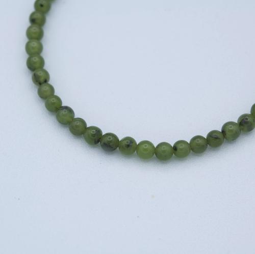 Bracelet semi-rigide perles rondes jade argent massif