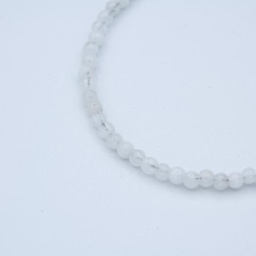 Bracelet semi-rigide perles rondes pierre de Lune argent massif