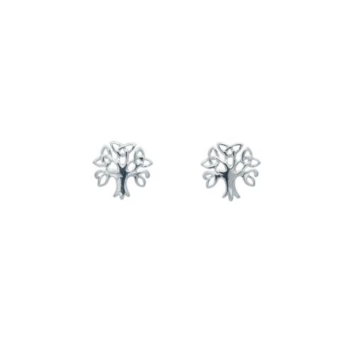 Puces d'oreilles argent massif arbre de vie triquetra celte